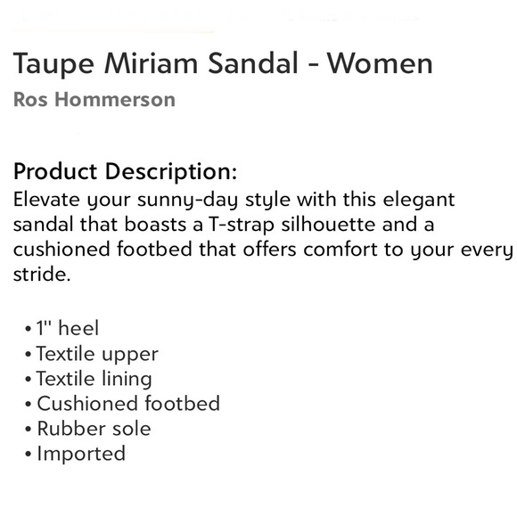 Ros Hommerson Taupe Miriam Sandals Women’s Size 8 Wide T-Strap Elegant NEW - Picture 9 of 9